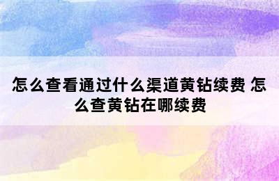 怎么查看通过什么渠道黄钻续费 怎么查黄钻在哪续费